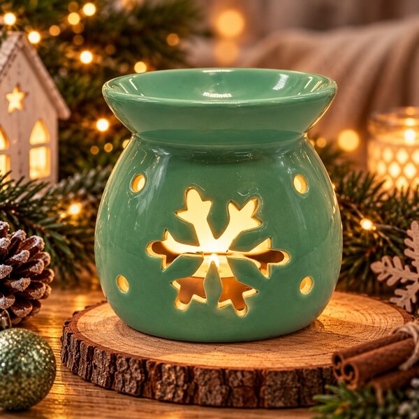 Vánoční aroma lampa mint s vločkou 10 cm 9000374