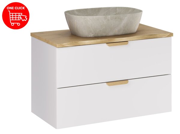 Comad Koupelnová skříňka s deskovým umyvadlem Aster White 80 bílá mat/dub cremona
