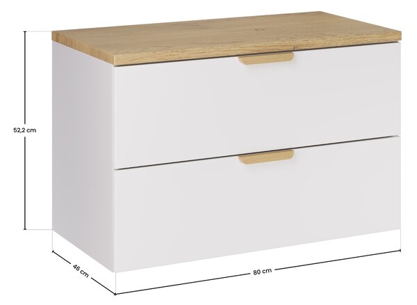 Comad Koupelnová skříňka pod deskové umyvadlo Aster White 80 bílá mat/dub cremona