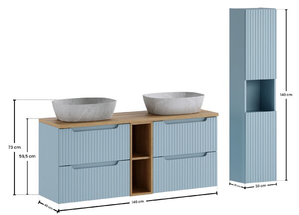 Comad Set koupelnového nábytku Nova Denim 140 denim/dub evoke (7 kusů nábytku)