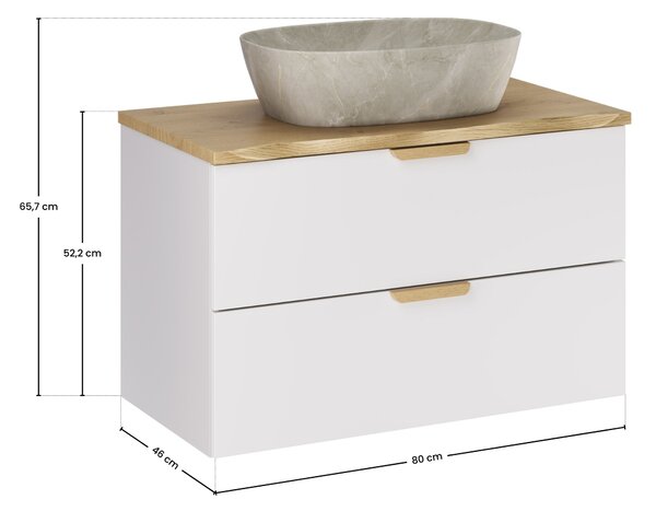 Comad Koupelnová skříňka s deskovým umyvadlem Aster White 80 bílá mat/dub cremona