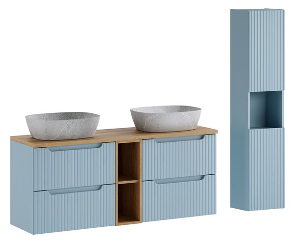 Comad Set koupelnového nábytku Nova Denim 140 denim/dub evoke (7 kusů nábytku)