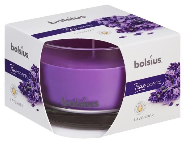 Svíčka Bolsius Jar True Scents 63/90 mm, vonná, levandule