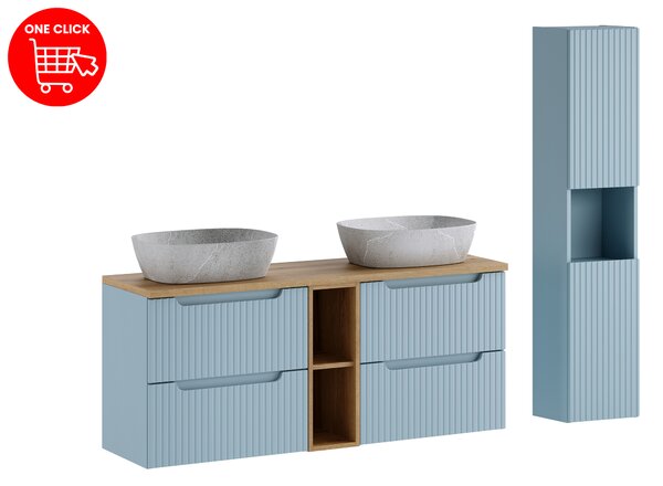 Comad Set koupelnového nábytku Nova Denim 140 denim/dub evoke (7 kusů nábytku)