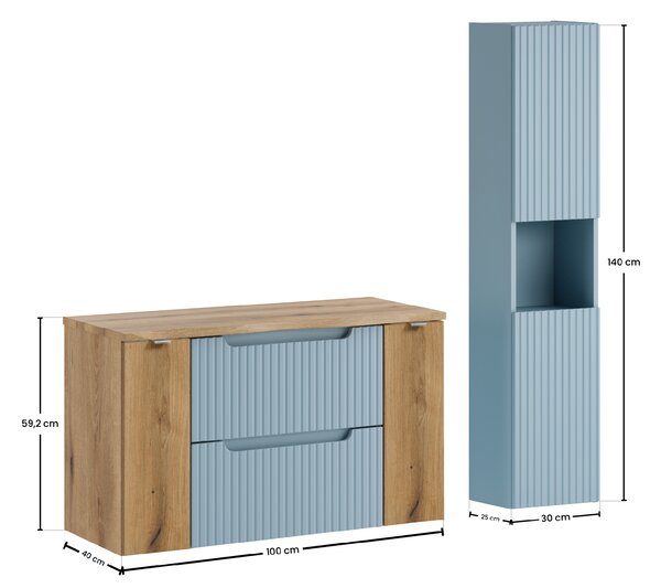 Comad Set koupelnového nábytku Nova Denim 100 denim/dub coast evoke (5 kusů nábytku)