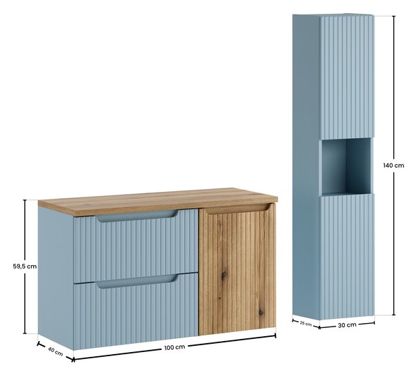 Comad Set koupelnového nábytku Nova Denim 100 denim/dub coast evoke (4 kusy nábytku)