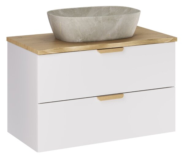 Comad Koupelnová skříňka s deskovým umyvadlem Aster White 80 bílá mat/dub cremona