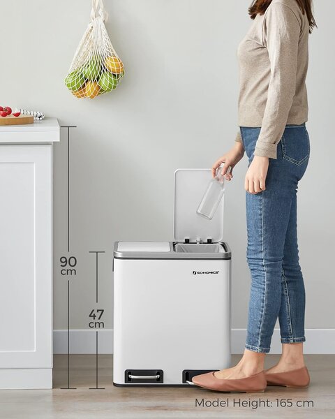 SONGMICS Koš na tříděný odpad 2 x 15 l bílý