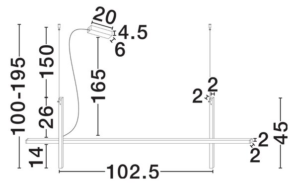 Nova Luce Černé kovové závěsné LED světlo Looma 152 cm