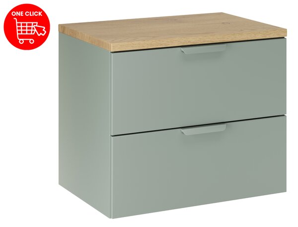 Comad Koupelnová skříňka pod deskové umyvadlo Aster Green 60 zelená mat/dub cremona