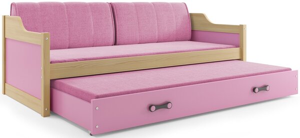 BMS Dětská postel s přistýlkou DAWID | borovice 80 x 190 cm Barva: Růžová