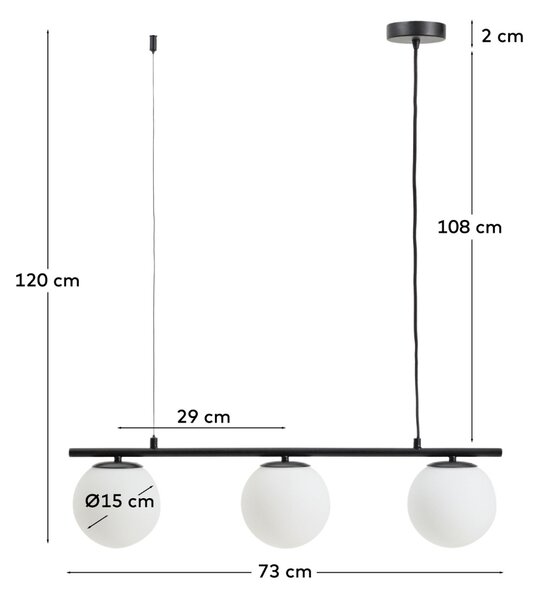 Kave Home Černé kovové závěsné světlo Brisia 73 cm