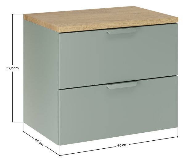 Comad Koupelnová skříňka pod deskové umyvadlo Aster Green 60 zelená mat/dub cremona