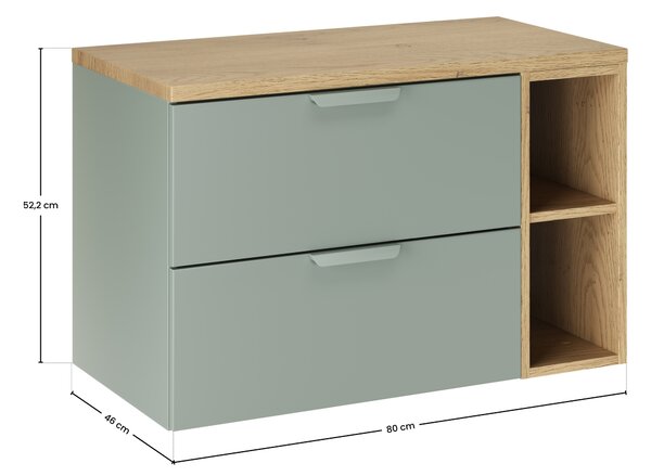 Comad Set koupelnového nábytku Aster Green 80 zelená mat/dub cremona (3 kusy nábytku)