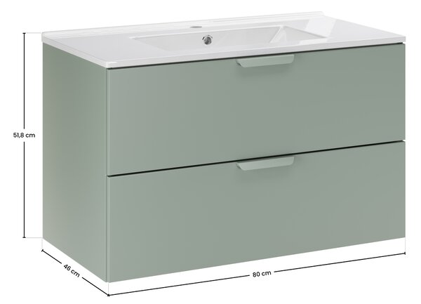 Comad Koupelnová skříňka s nábytkovým umyvadlem Aster Green 80 zelená mat