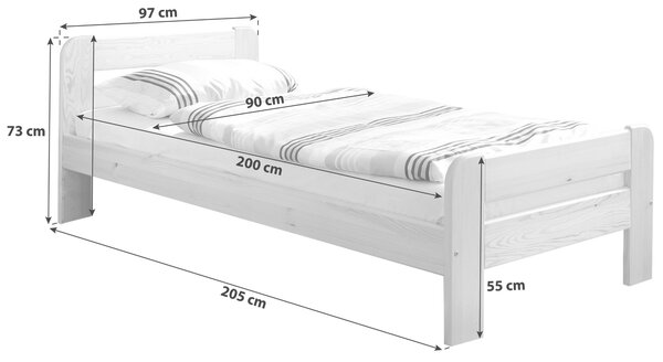 POSTEL, 90/200 cm barvy borovice MID.YOU - Jednolůžkové postele, Online Only