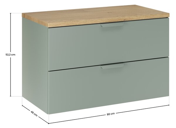 Comad Koupelnová skříňka pod deskové umyvadlo Aster Green 80 zelená mat/cremona dub