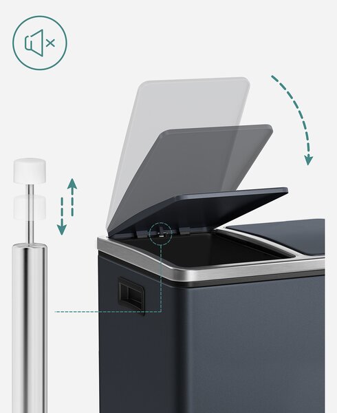 SONGMICS Odpadkový koš na tříděný odpad Bins 30 L antracit