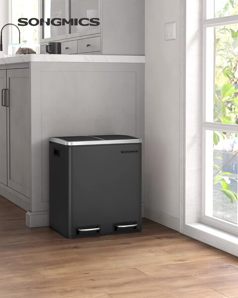 SONGMICS Odpadkový koš na tříděný odpad Bins 30 L antracit