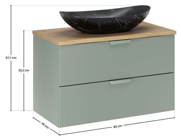 Comad Koupelnová skříňka s deskovým umyvadlem Aster Green 80 zelená matná