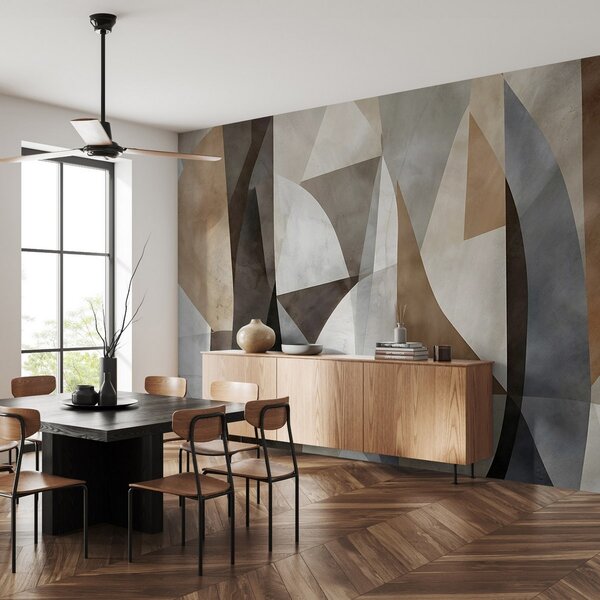 Fototapety Abstraktní moderní umění, texturální geometrické tvary v odstínech hnědé, šedé a béžové, Fototapety abstraktní, w08530 : uwalls.cz