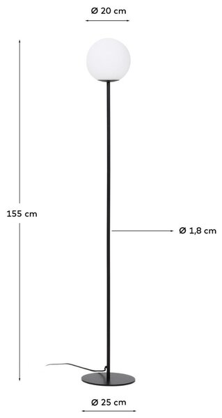 Kave Home Černá kovová stojací lampa Brisia 155 cm