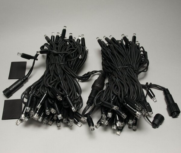 DECOLED Easy Fix LED světelný řetěz, 20 m, venkovní, teple bílá, 120 diod, černý kabel, IP67