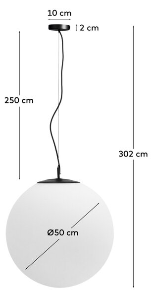 Kave Home Bílé skleněné závěsné světlo Brisia 50 cm