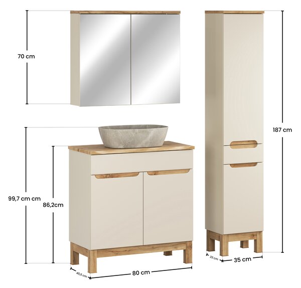 Comad Set koupelnového nábytku Bali Cashmere 80 kašmír/dub wotan (5 kusů nábytku)