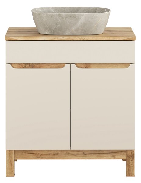 Comad Koupelnová skříňka s deskovým umyvadlem Bali Cashmere 80 kašmír mat/dub wotan