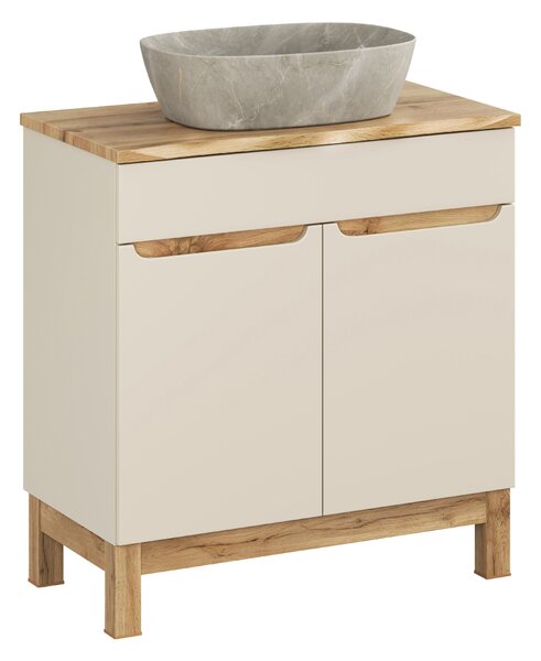 Comad Koupelnová skříňka s deskovým umyvadlem Bali Cashmere 80 kašmír mat/dub wotan