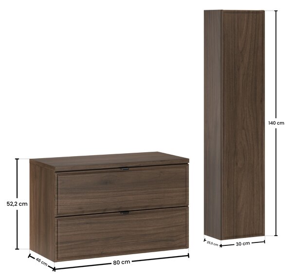 Comad Set koupelnového nábytku Terra Villa 80 ořech villa (3 kusy nábytku)