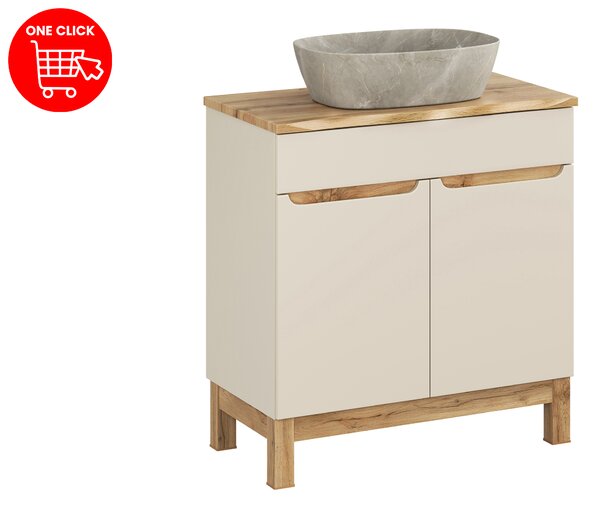 Comad Koupelnová skříňka s deskovým umyvadlem Bali Cashmere 80 kašmír mat/dub wotan