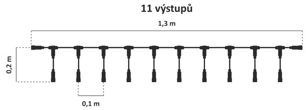 DECOLED Easy Fix T rozbočovač, 11 výstupů, černý, IP44