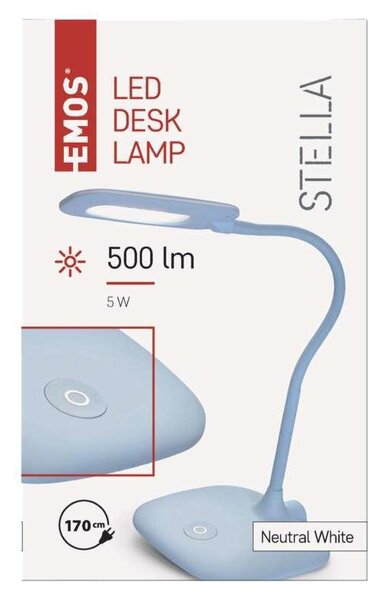 Emos Z7602BL STELLA - LED stolní dotykem stmívatelná lampička v jemně modré barvě 5W (LED stolní lampa stmívatelná)