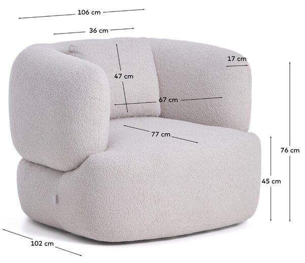 Kave Home Šedé bouclé křeslo Martina