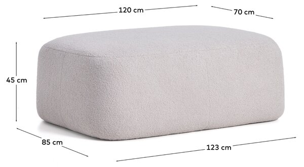 Kave Home Šedá bouclé podnožka Martina 123 x 85 cm