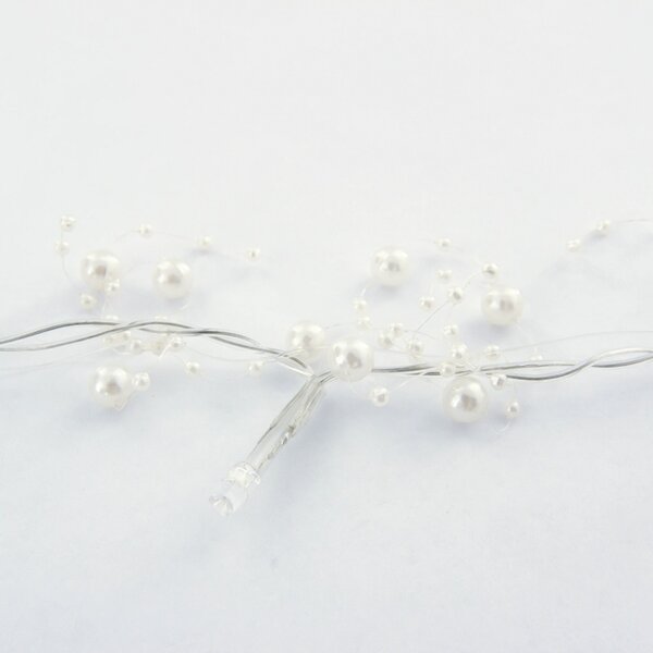 DECOLED LED světýlka na baterie, bílé perly, 1,3 m, teple bílá, 10 diod, čirý kabel, IP20 interiér, 2,× AA