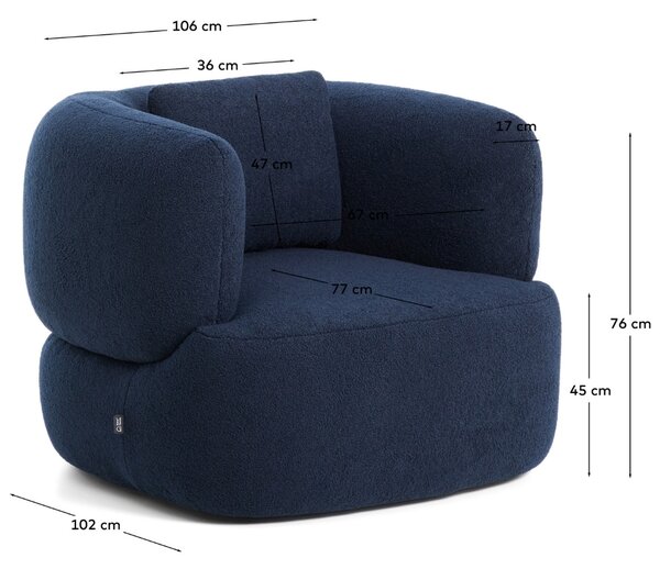 Kave Home Tmavě modré bouclé křeslo Martina
