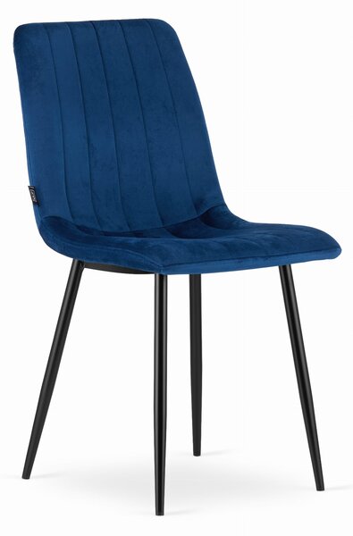 Modrá sametová židle LAVA s černými nohami