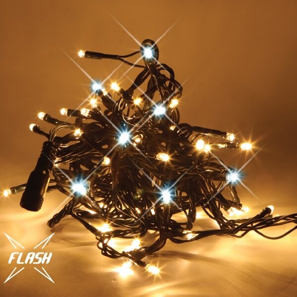 DECOLED Easy Fix LED světelný řetěz, kontura, 5 m, venkovní, teple bílá s FLASH, 60 diod, černý kabel, IP67