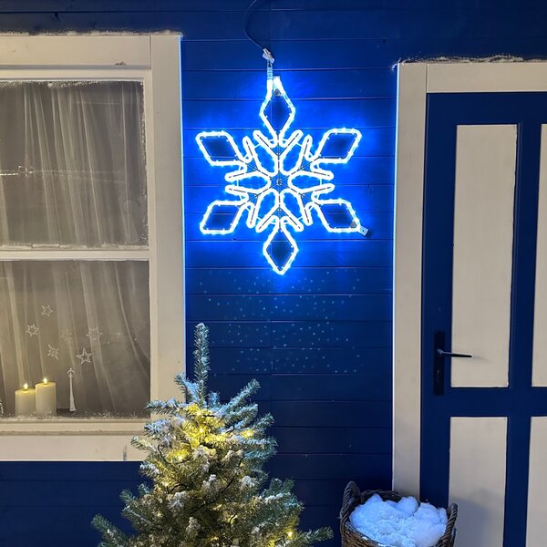 DECOLED Easy Fix 2D LED světelná vločka IX, 65 × 65 cm, ledově bílá, závěsný