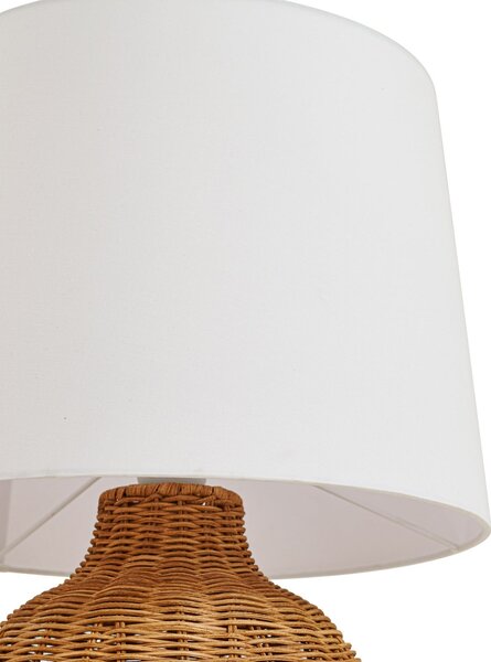 Stolní lampa Lindby, Lirenda, Dřevo, Obývací pokoj, Tkanina / Textil, Boho