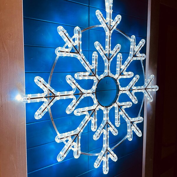 DECOLED Easy Fix 2D LED světelná vločka X, 85 × 85 cm, ledově bílá, závěsný