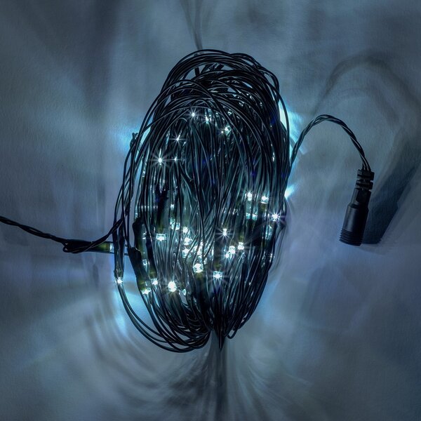 DECOLED Hobby Line LED světelná síť, 200 × 150 cm, ledově bílá, 90 diod, tmavě zelený kabel, IP44, prodlužovací