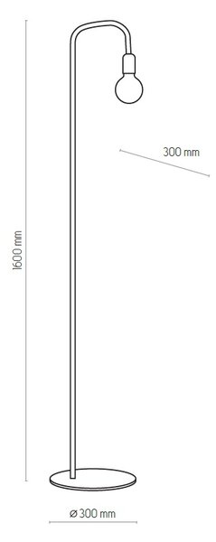 TK Lighting 3024 RETRO - Stojací retro lampa v černé a mosazné barvě 1 x E27, 160cm (Stojací retro svítidlo s mosaznou barvou, vypínač na kabelu)