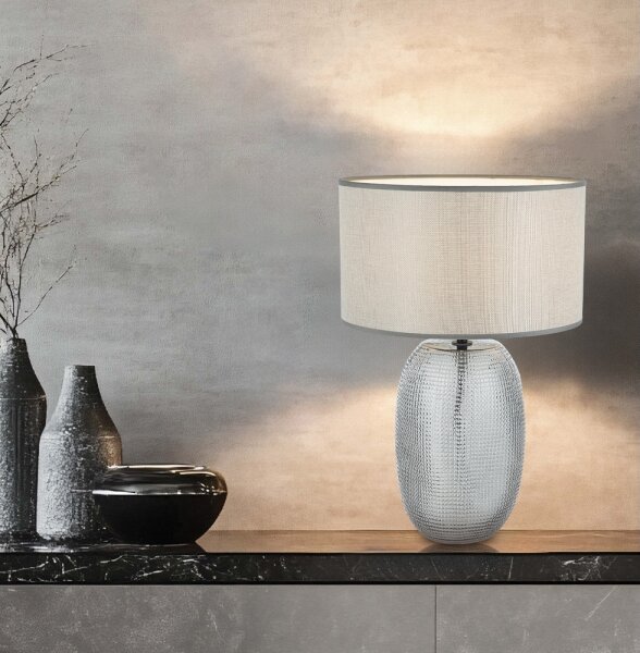 Stolní lampa JENIFER 1xE27/40W/230V šedá/kouřová