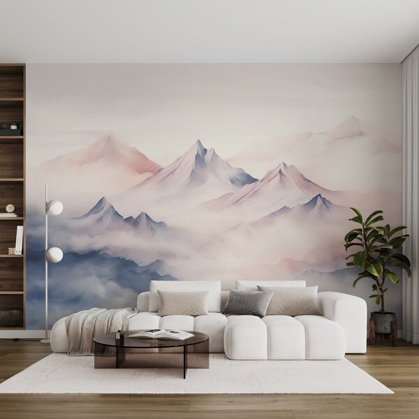 Fototapety Něžné akvarelové hory v mlze, Fototapety příroda, w08573 : uwalls.cz