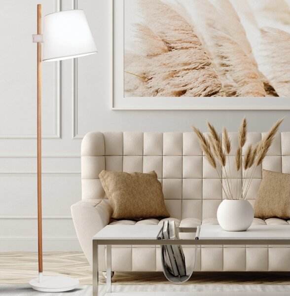 Stojací lampa VIANA 1xE27/60W/230V bílá/hnědá