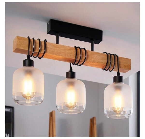 Brilagi - Přisazený lustr WOOD GLASS 3xE27/60W/230V borovice/černá/bílá